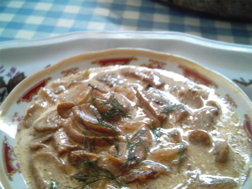 шампиньоны в сметанном  соусе, грибной соус, блюдо грибы,сметана грибы, масло грибы